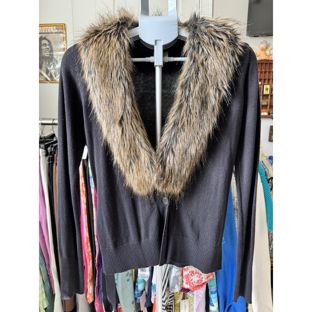 Worthington‎ Woman's Size S Black Cardigan Sweater With Detachable Collar